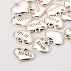 Wedding Theme Antique Silver Tone Tibetan Style Heart with Bride Rhinestone Charms LS-TIBEP-N005-12D-2