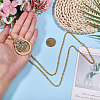 Flat Round with Flower Magnifying Glass Pendant Alloy Rope Chain Necklaces for Women NJEW-WH0013-74G-3