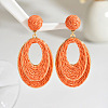 Oval Raffia Dangle Stud Earrings FS-WG8712C-02-1