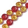 Half Electroplate Baking Paint Glass Beads Strands EGLA-K061-11A-AB02-1