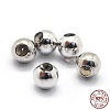 Rhodium Plated 925 Sterling Silver Stopper Beads STER-I016-106A-P-1