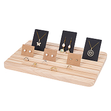 7-Slot Beech Wood Earring Card Display Stands EDIS-WH0032-08