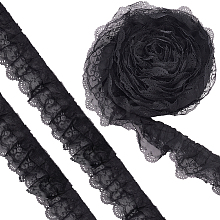 BENECREAT 10 Yards 3-Layer Pleated Chiffon Flower Lace Trim OCOR-BC0005-27B