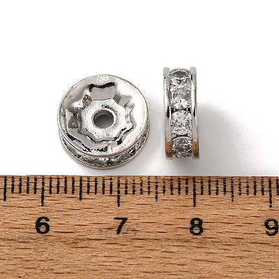 Brass Micro Pave Cubic Zirconia Beads KK-A270-02B-P-1