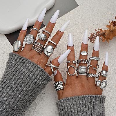 Alloy Cuff Open Rings Sets for Women WG801CE-01-1