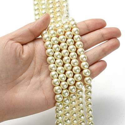 Eco-Friendly Glass Pearl Bead Strands X-HY-A008-8mm-RB003-1