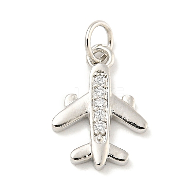 Rack Plating Brass Micro Pave Clear Cubic Zirconia Pendants KK-B093-26P-1