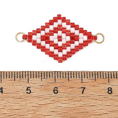 Glass Seed Beads Connector Charms PALLOY-MZ01416-1