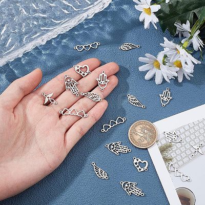24Pcs 6 Style 201 Stainless Steel Links Connectors STAS-FH0001-49-1