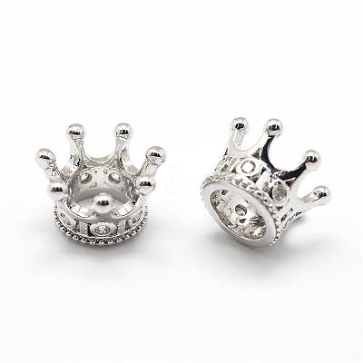 Crown Brass Micro Pave Grade AAA Cubic Zirconia European Beads ZIRC-G100-46P-NR-1