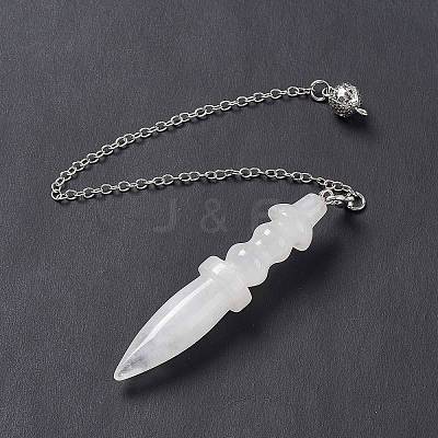 Natural Quartz Crystal Pointed Dowsing Pendulums AJEW-B020-06P-09-1