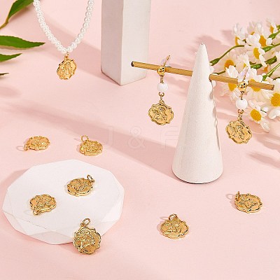 10Pcs Brass Pendants ZIRC-SZ0004-40-1