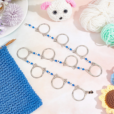 Acrylic Beaded Link Knitting Row Counter Chains HJEW-AB00399-1