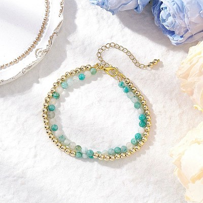 3Pcs Natural Rhodonite & Chrysocolla & Lapis Lazuli & Dyed Hemimorphite Round Beadeds Double-layered Bracelets for Women BJEW-JB12095-1