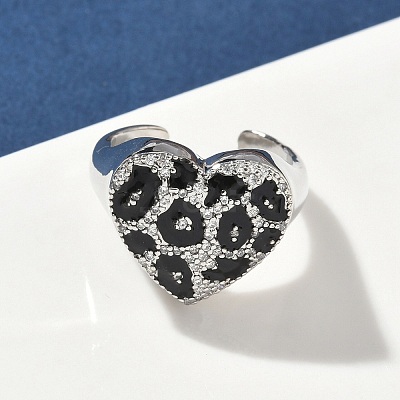 Brass Micro Pave Cubic Zirconia Cuff Rings RJEW-H256-07P-1