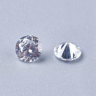 Cubic Zirconia Pointed Back Cabochons ZIRC-WH0001-B06-1