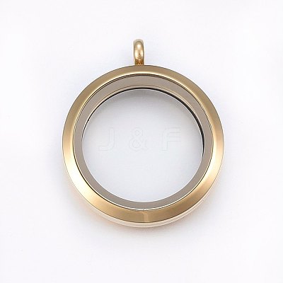 304 Stainless Steel Magnetic Floating Locket Pendants STAS-O103-35G-1