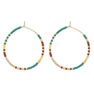 Handmade Glass Seed Beads Hoop Earrings HQ0649-2-1