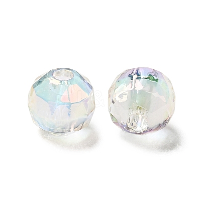 UV Plating Rainbow Iridescent Transparent Acrylic Beads OACR-A014-A01-1