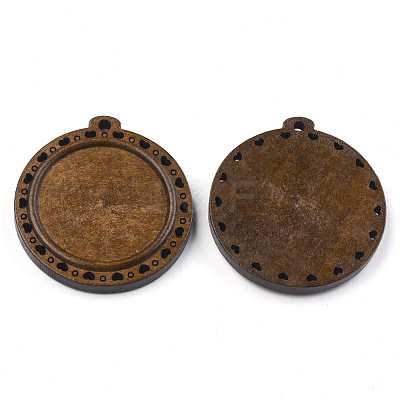 Wooden Pendant Cabochon Settings WOOD-S044-14C-1