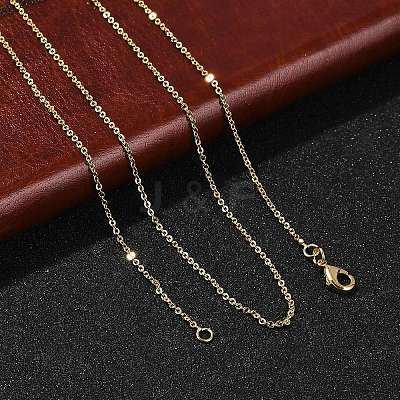 1.4mm Rack Plating Brass Cable Chain Necklaces for Women Men MAK-L044-23G-1