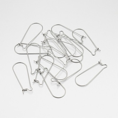 Tarnish Resistant 304 Stainless Steel Hoop Earrings Findings Kidney Ear Wires STAS-N060-01-1