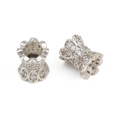 Brass Micro Pave Clear Cubic Zirconia Beads CU-CBA6A75-10P-1
