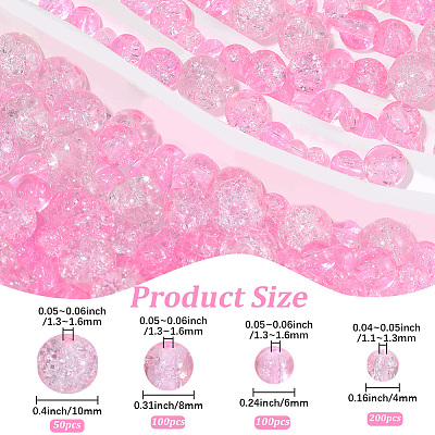 450Pcs 4 Styles Spray Painted Crackle Glass Beads CCG-PA0001-09E-1