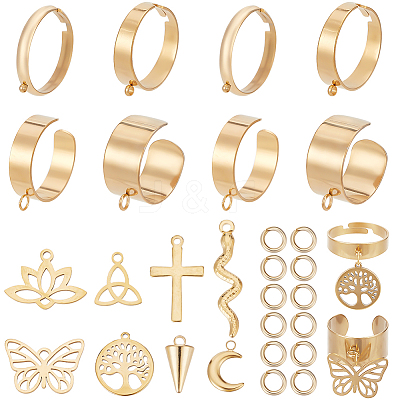 DIY Stainless Steel Charms Cuff Ring Making Kit DIY-SC0026-07G-1
