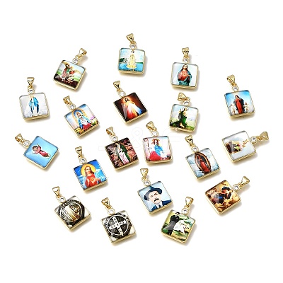 Religion Brass Micro Pave Clear Cubic Zirconia Pendants KK-C262-01G-1