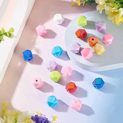 20Pcs UV Plating Opaque Acrylic Beads OACR-TADJ0001-08-1