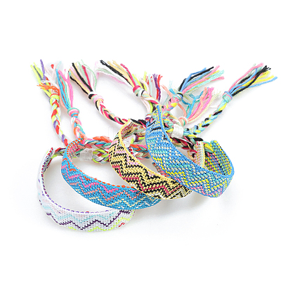 Cotton Braided Wave Pattern Cord Bracelet FIND-PW0013-002-1