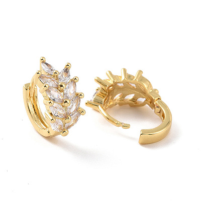 Clear Cubic Zirconia Wheat Hoop Earrings X-EJEW-F298-18G-1