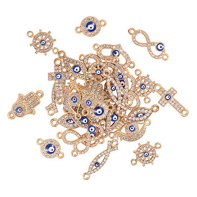 50Pcs 10 Style Alloy Links PALLOY-CJ0001-166-1