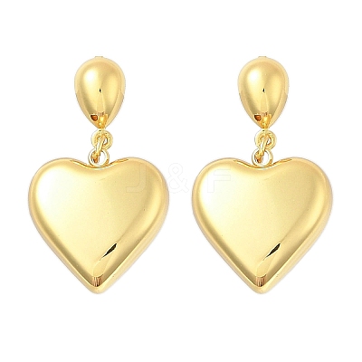 Heart 304 Stainless Steel Dangle Stud Earrings LS-EJEW-A125-56G-1