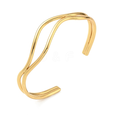 304 Stainless Steel Wavy Cuff Bangles SA-CBA46AF-30G-1