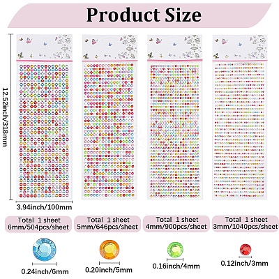 4 Sheets 4 Styles Acrylic Self Adhesive Stickers DIY-GF0014-71A-1