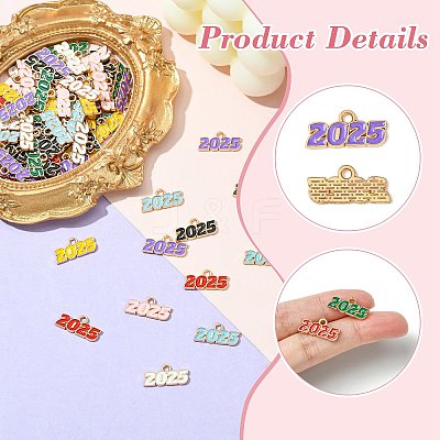 80Pcs 8 Colors Alloy Enamel Pendants ENAM-CJ0006-86-1