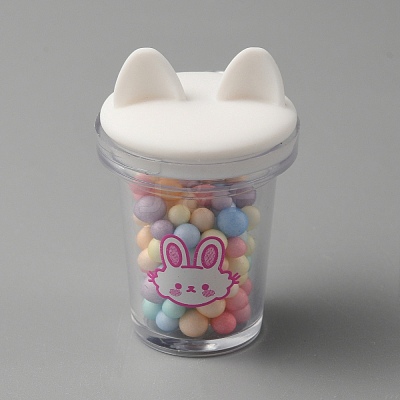 Transparent Resin Cat Ear Bottle Pendants RESI-WH0021-65D-1