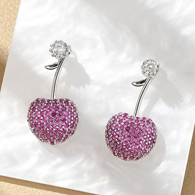 Cherry Brass Micro Pave Cubic Zirconia Stud Earrings EJEW-M077-12P-02-1
