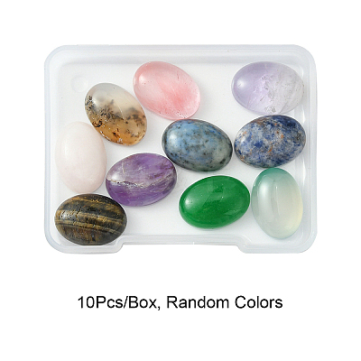 10Pcs Natural Mixed Gemstone Cabochons G-FS0005-68-1