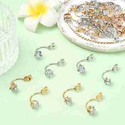 16Pcs 4 Styles Alloy Clear Cubic Zirconia Earring Nuts FIND-YW0012-06A-1