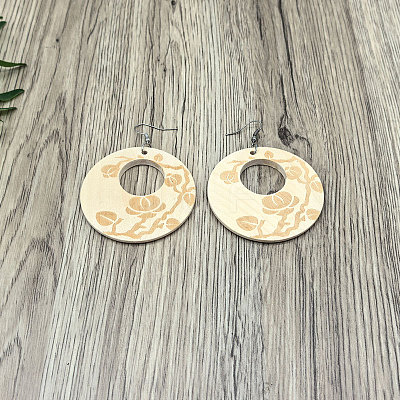 Wood & Alloy Dangle Earrings WGE92E0-02-1
