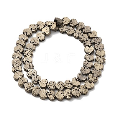 Electroplated Natural Lava Rock Beads Strands G-Q1009-G01-01F-1