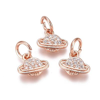 Brass Micro Pave Clear Cubic Zirconia Universe Space Charms ZIRC-F816-01-RG-1