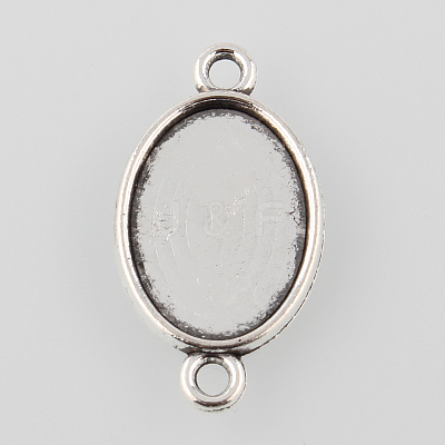 Antique Silver Tibetan Style Alloy Flat Oval Cabochon Connector Settings LS-TIBE-M022-06AS-1