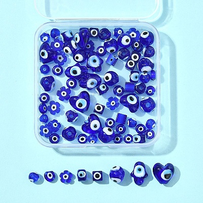 80Pcs 8 Styles Handmade Lampwork Evil Eye Beads LAMP-FS0001-38B-1
