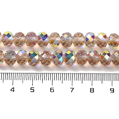 AB Color Plated Transparent Electroplate Beads Strands X-EGLA-H104-06F-1