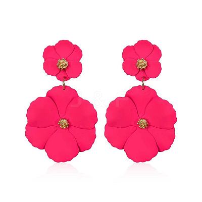Flower Baking Paint Alloy Dangle Stud Earrings FS-WG1427E-13-1