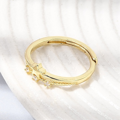 Brass Micro Pave Clear Cubic Zirconia Finger Rings for Women CU-CBAE7DF-12G-02-1